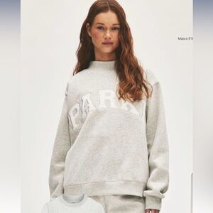 PARKE NWT Agra / White Varsity Mockneck Sweatshirt